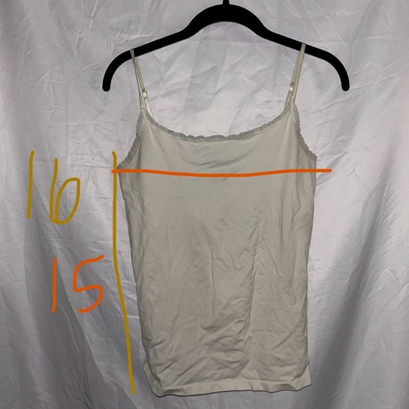 Ann Taylor Tank Top Sheer Trim Spaghetti Straps Fitted Y2K Balletcore Cream - Picture 2 of 5